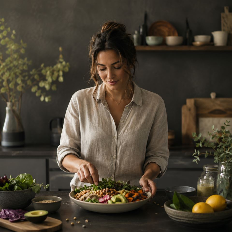 Preparing a fresh balanced meal